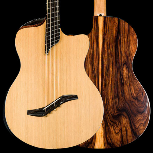 Acoustic bass guitar by Rafał Turkowiak - double-top (cedar/spruce), multiscale, off-set soundhole, cut-away, huge sound - just a dream!
