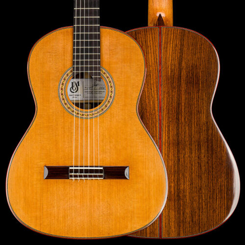 Klassische Gitarre „Jose Marques“ in Konzertbauweise mit einer Doppeldeck-Resonanzdecke aus Western Red Cedar / Nomex / Western Red Cedar.