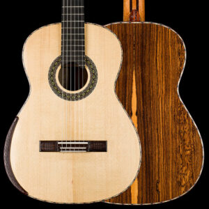 Perfectly crafted double-top classical guitar with a powerful yet traditional sound. Features a soundport for better control and carved elements such as the headstock, armrest, and bridge. No 244