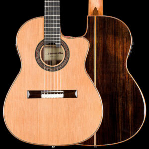 Crossover guitar Maravilla M50 featuring a cedar top, indiam rosewood body, Fishman pickup, cut away and warm, clear sound.